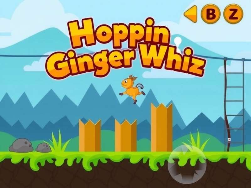 Hoppin Ginger Whiz gameplay screenshot showing ginger character jumping over obstacles